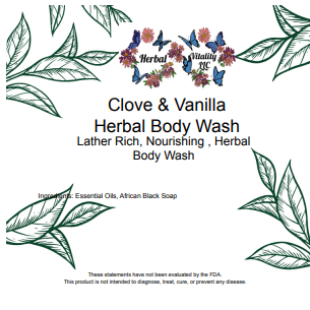 CLOVE & VANILLA HERBAL BODY WASH 16 OZ