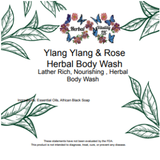YLANG YLANG & ROSE HERBAL BODY WASH 16 OZ